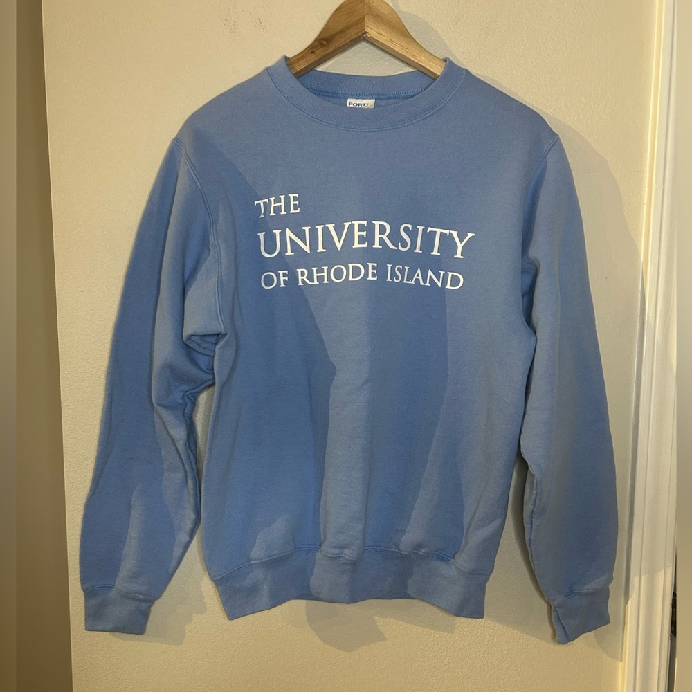 The University of Rhode Island Rams Light Blue White Crewneck Sweatshirt Size S